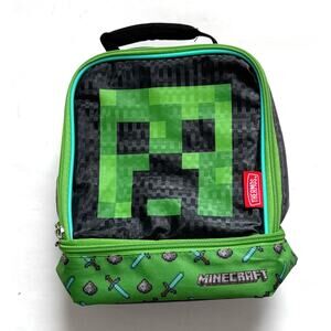 Thermos Minecraft Insulated Lunch Bag Lunch Box Green Black NEW